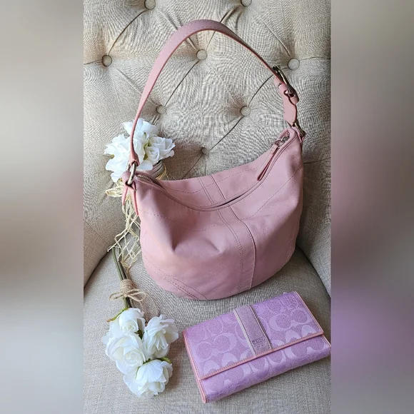 バッグ 837 Coach Pink Soho Hobo Shoulder PINK Coach Pink Suede Soho Flap Shoulder Bag | Elegant